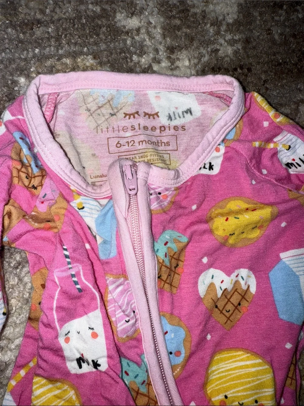 Little sleepies pink milk and cookies bamboo